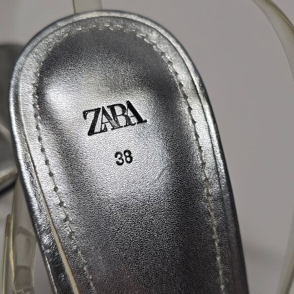 Zara Clear Invisible Vinyl Straps High Heel Strappy Sandals Women's 7.5 - Picture 9 of 10